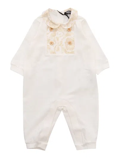 Versace Babies' White Romper With Print