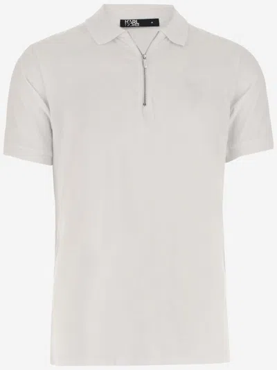 Karl Lagerfeld Stretch Cotton Polo Shirt In White