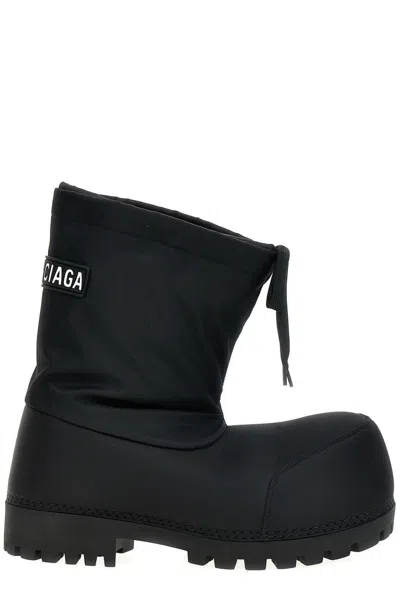 Balenciaga Logo Patch Alaska Ankle Boots In Black