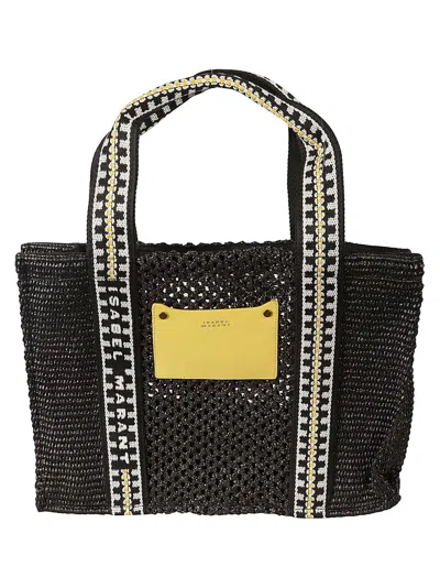 Isabel Marant Weave Logo Patch Tote In Black/yellow