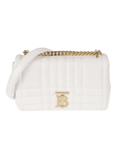 Burberry Chain Quilted Shoulder Bag In Optic White