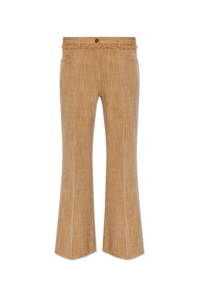 Etro Mid Rise Cropped Trousers In Beige