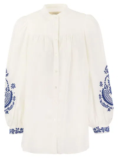 Weekend Max Mara Floral Embroidered Long In White