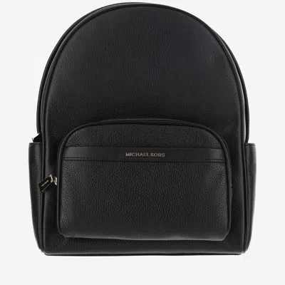 Michael Kors Leather Backpack With Logo In Black