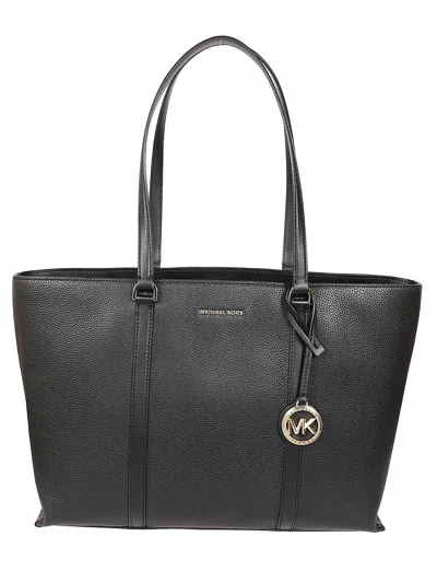 Michael Kors Temple Large Leather Tote In Black  