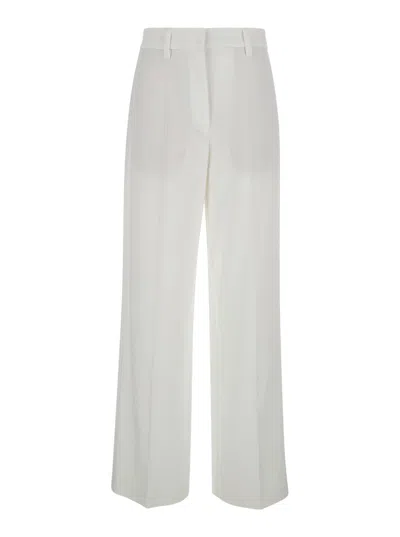 Brunello Cucinelli White Tailored Trousers In Cotton Woman In Off White