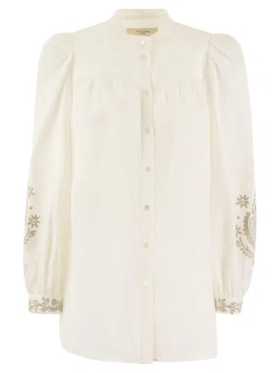 Weekend Max Mara Floral Embroidered Long In White