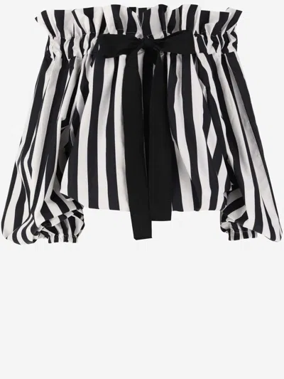 Patou Striped Cotton Crop Top In Nero