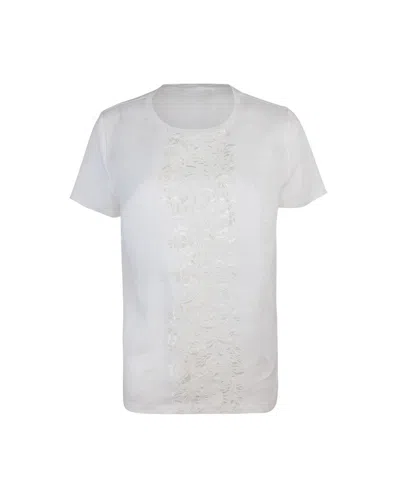 Weekend Max Mara Floral Embroidered Crewneck T In White