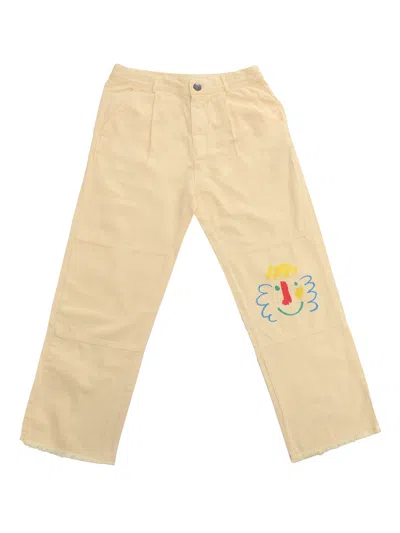 Bobo Choses Kids' Beige Chino Trousers In Yellow