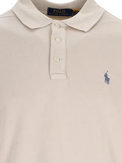 Polo Ralph Lauren Logo-embroidered Cotton Polo Shirt In Neutrals
