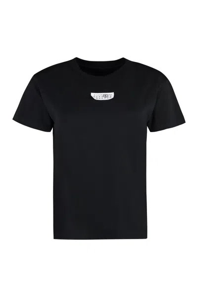 Mm6 Maison Margiela Cotton Logo T-shirt In Black