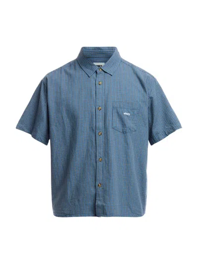 Obey Men's Short Sleeve Bigwig Woven Shirt Blue