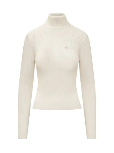 Casablanca Ribbed Sweater In White