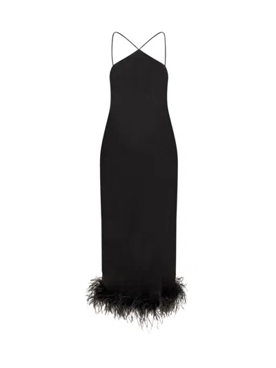 De La Vali Dress With Feathers In Black
