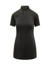 Marine Serre Womens Black Logo-jacquard Slim-fit Stretch-satin Mini Dress