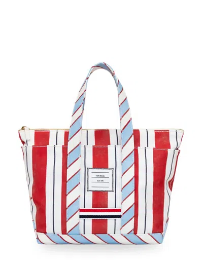Thom Browne Multicolor Small Tool Tote In Red