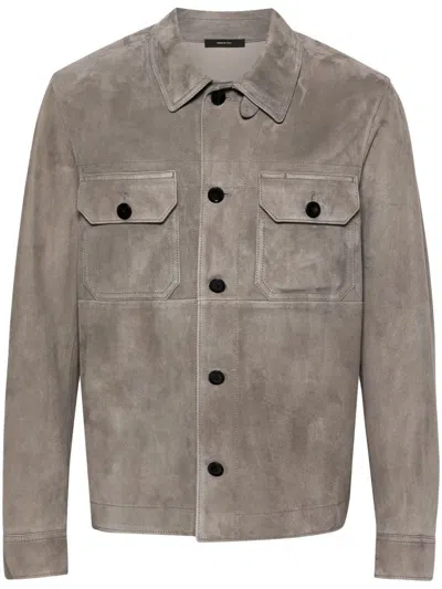 Tom Ford Leather Outwear Shirt Clothing In Grey