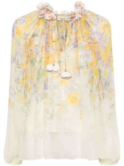 Zimmermann Harmony Billow Floral Blouse In Multicolour
