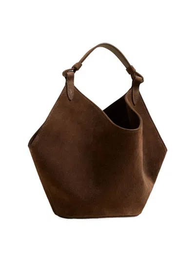 Khaite Lotus Mini Suede Shoulder Bag In Brown