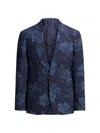 Ralph Lauren Purple Label Men's Gregory Handmade Hibiscus Silk Sport Coat In Indigo/navy Multi
