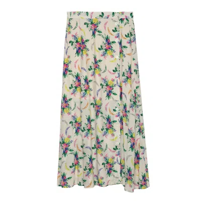 Zadig & Voltaire June Floral-print Midi Skirt In Mastic