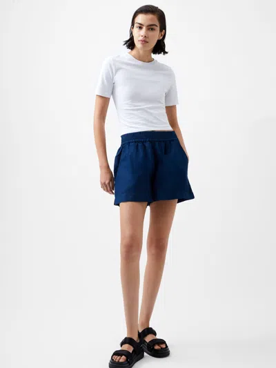 French Connection Birdie Linen Shorts Midnight Blue
