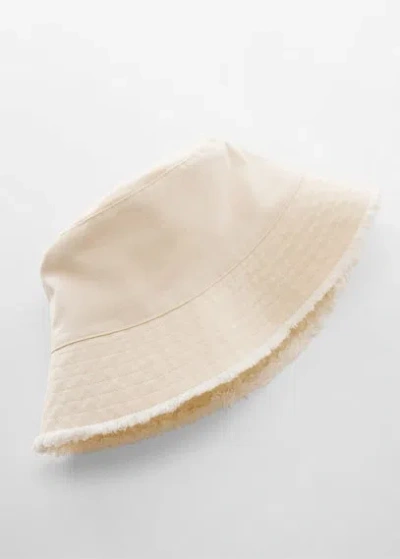 Mango Frayed Bucket Hat Off White