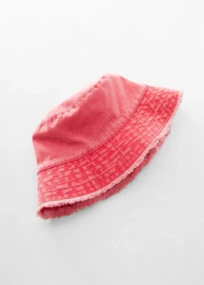 Mango Frayed Bucket Hat Red