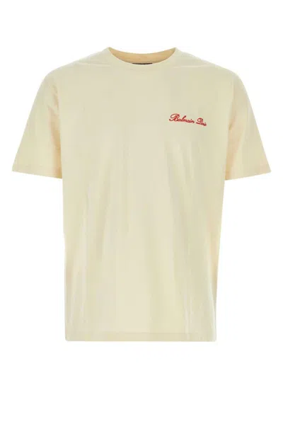 Balmain Sand Cotton T-shirt In Creme/multicolor