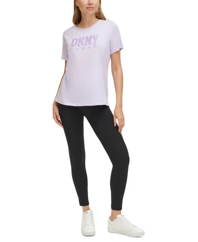 Dkny Sport Women's Short-sleeve Satin Logo T-shirt In Lavender