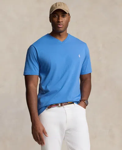 Polo Ralph Lauren Men's Big & Tall Jersey V-neck T-shirt In New England Blue