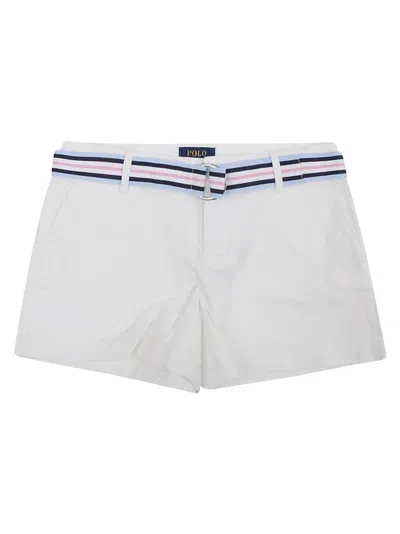 Ralph Lauren Kids' Belted Chino Shorts (5-6 Years) In White