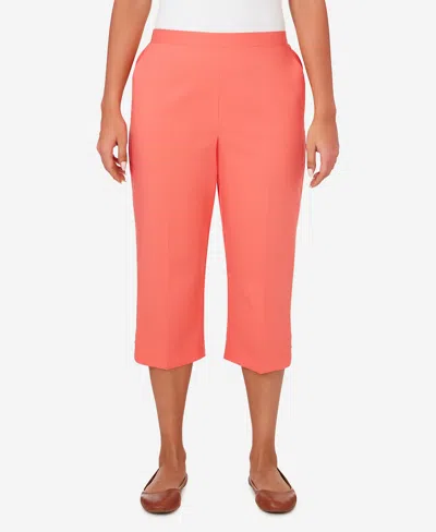 Alfred Dunner Plus Size Neptune Beach Pull-on Beach Capri Pants In Coral