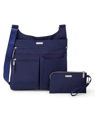 Baggallini On Track Zip Crossbody With Rfid Phone Wristlet In Navy