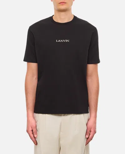 Lanvin Logo-embroidered Cotton T-shirt In Black