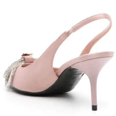 Love Moschino Logo-plaque Bow 80mm Slingback Pumps In Pink