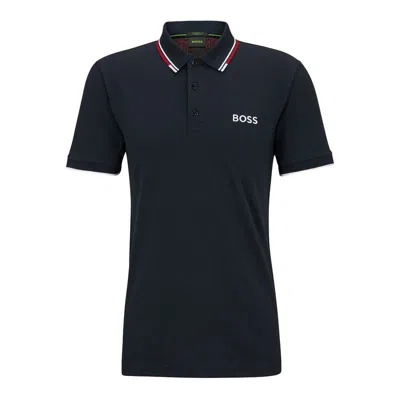 Hugo Boss Men's Paddy Pro Navy Blue Stretch Cotton Short Sleeve Polo T-shirt