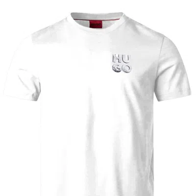 Hugo Boss Hugo Men's White Stacked Logo Short Sleeve Crew Neck Cotton T-shirt