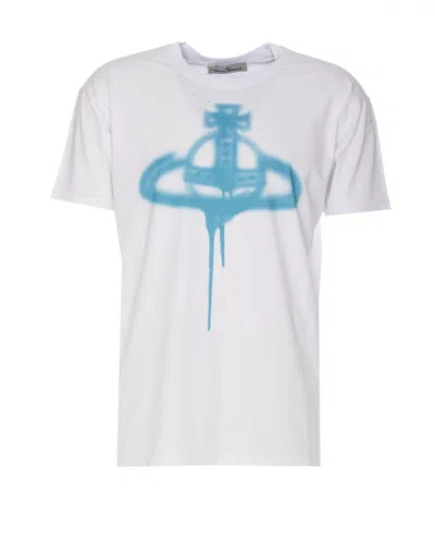 Vivienne Westwood White Spray Orb T-shirt In A401 White