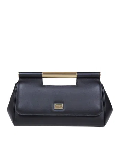 Dolce & Gabbana Medium Sicily Clutch Bag In Calfskin In Black