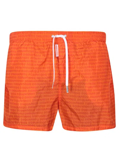 Dsquared2 Drawstring Swimming Shorts In Orange