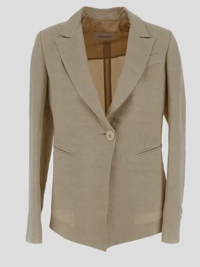 Gentryportofino Linen Jacket In Beige