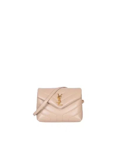 Saint Laurent Cappuccino Leather Toy Loulou Crossbody Bag In Beige