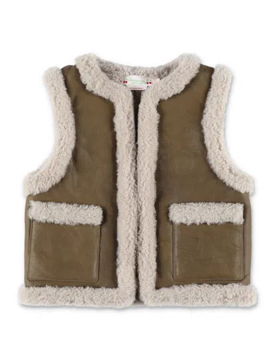Bonpoint Kids' Bibi Leather Vest In Chataigne