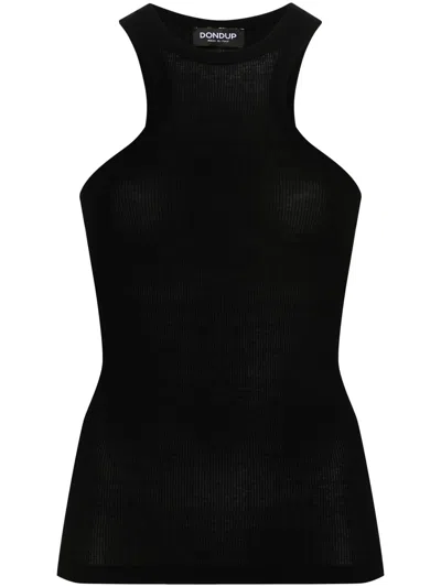 Dondup Logo-plaque Ribbed Top In Black