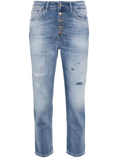 Dondup Blue Cotton-blend Crop Jeans