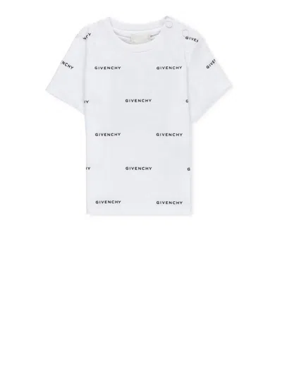 Givenchy Babies' Logo印花棉t恤 In White