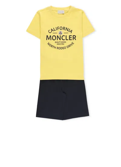 Moncler Kids' Cotton Two-pieces Jumpsuit In Yellow