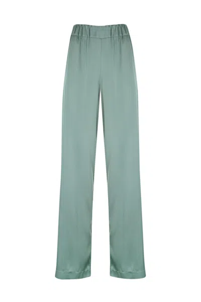 D-exterior Satin Trousers In Aloe